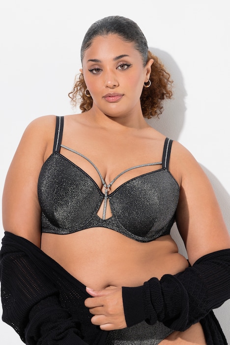 Reggiseno con ferretto, fascia, coppe morbide, effetto metallizzato e coppa C-G