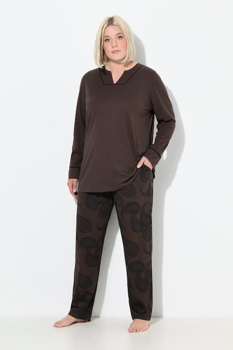 Pyjama, Paisleymuster, Tunika-Ausschnitt, Langarm