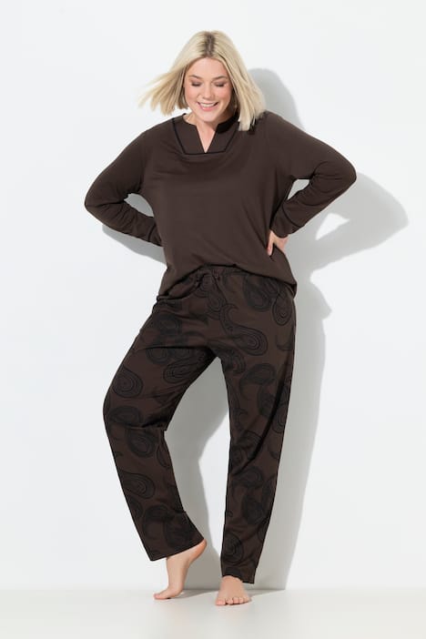Pyjama, Paisleymuster, Tunika-Ausschnitt, Langarm