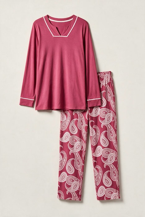 Pyjama, Paisleymuster, Tunika-Ausschnitt, Langarm