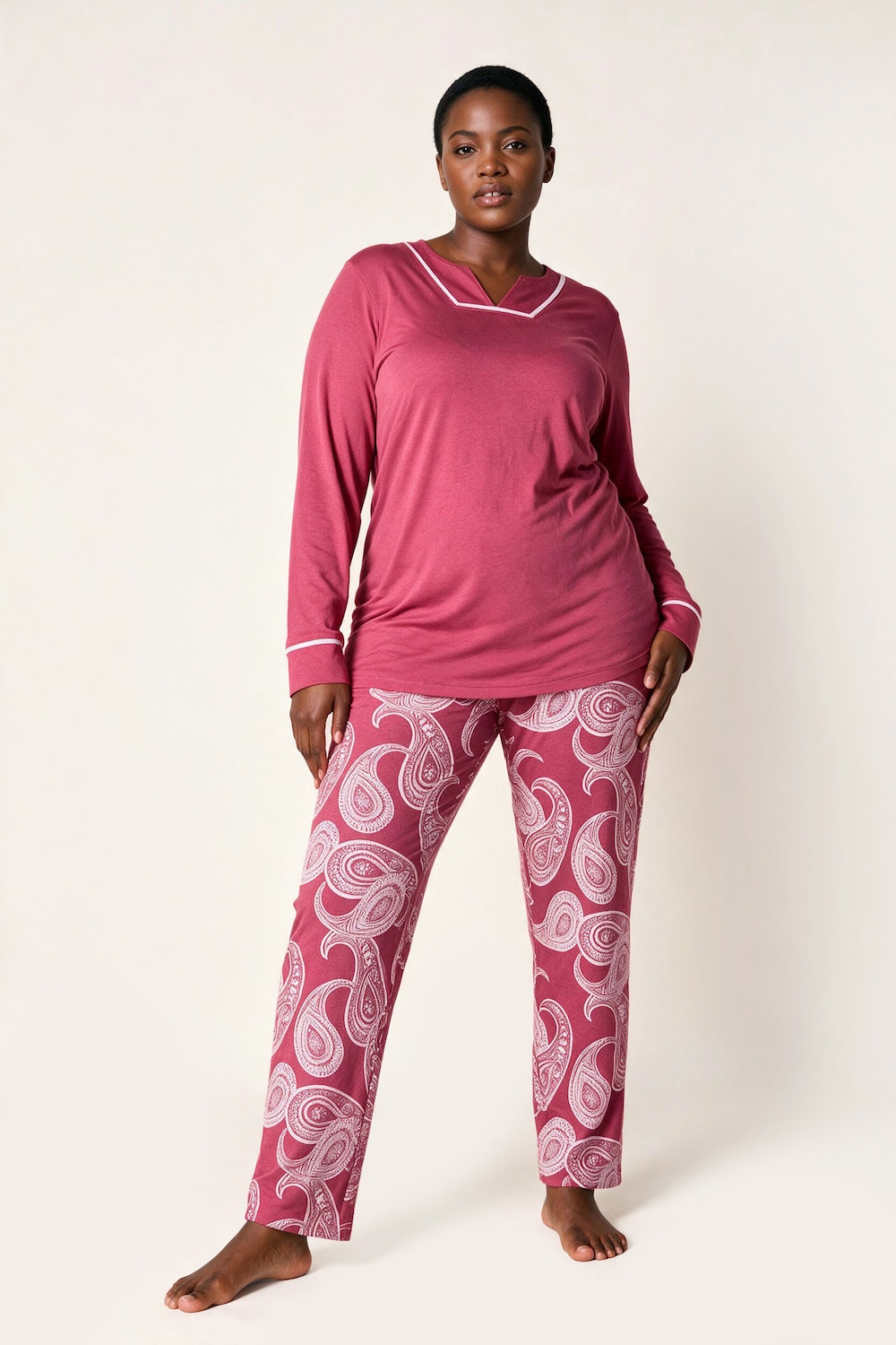 Pyjama, Paisleymuster, Tunika-Ausschnitt, Langarm