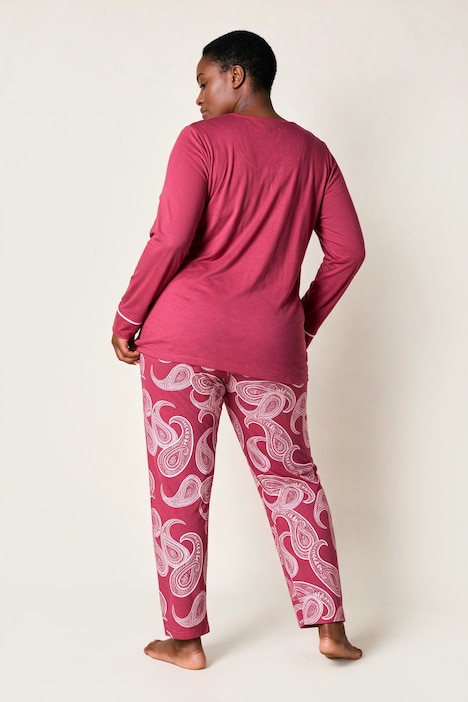 Pyjama, Paisleymuster, Tunika-Ausschnitt, Langarm