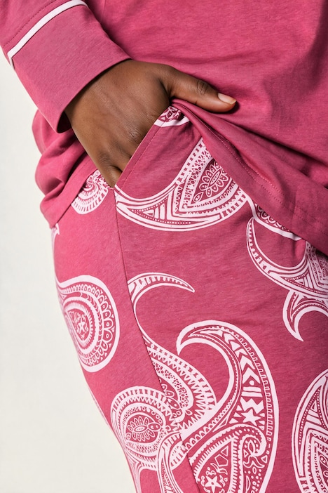 Pyjama, Paisleymuster, Tunika-Ausschnitt, Langarm