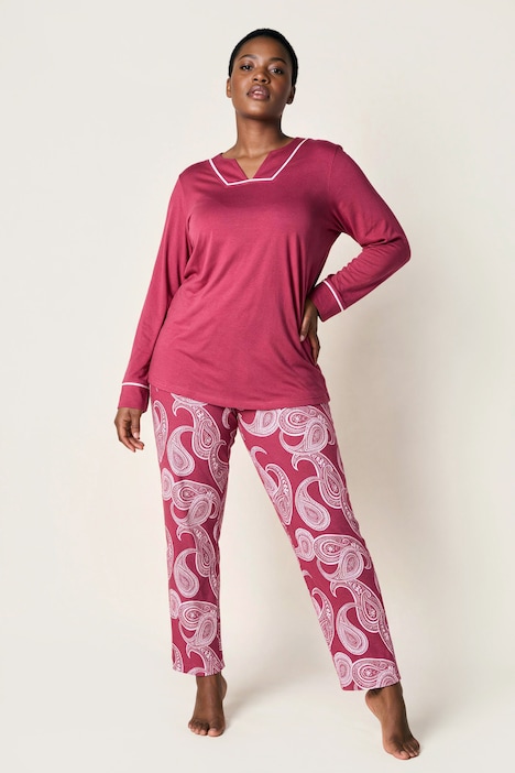 Pyjama, Paisleymuster, Tunika-Ausschnitt, Langarm