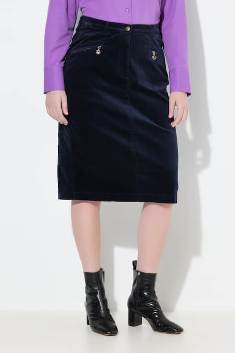 Jupe en velours Mony, ceinture confortable, poches zippées