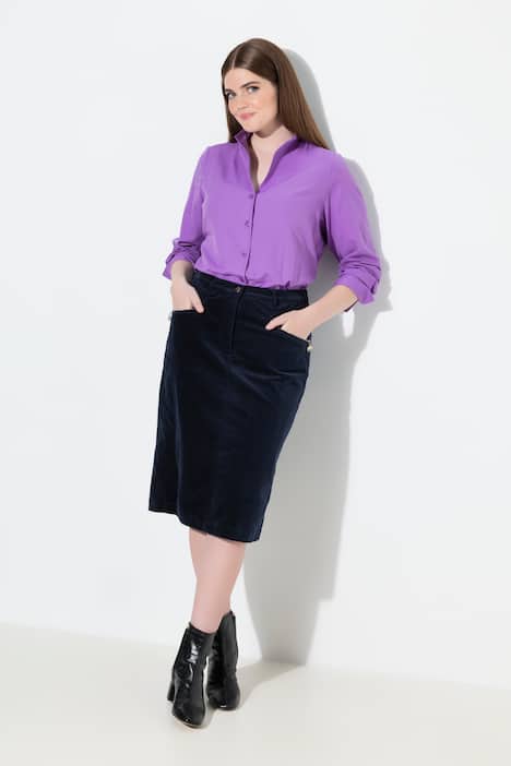 Jupe en velours Mony, ceinture confortable, poches zippées
