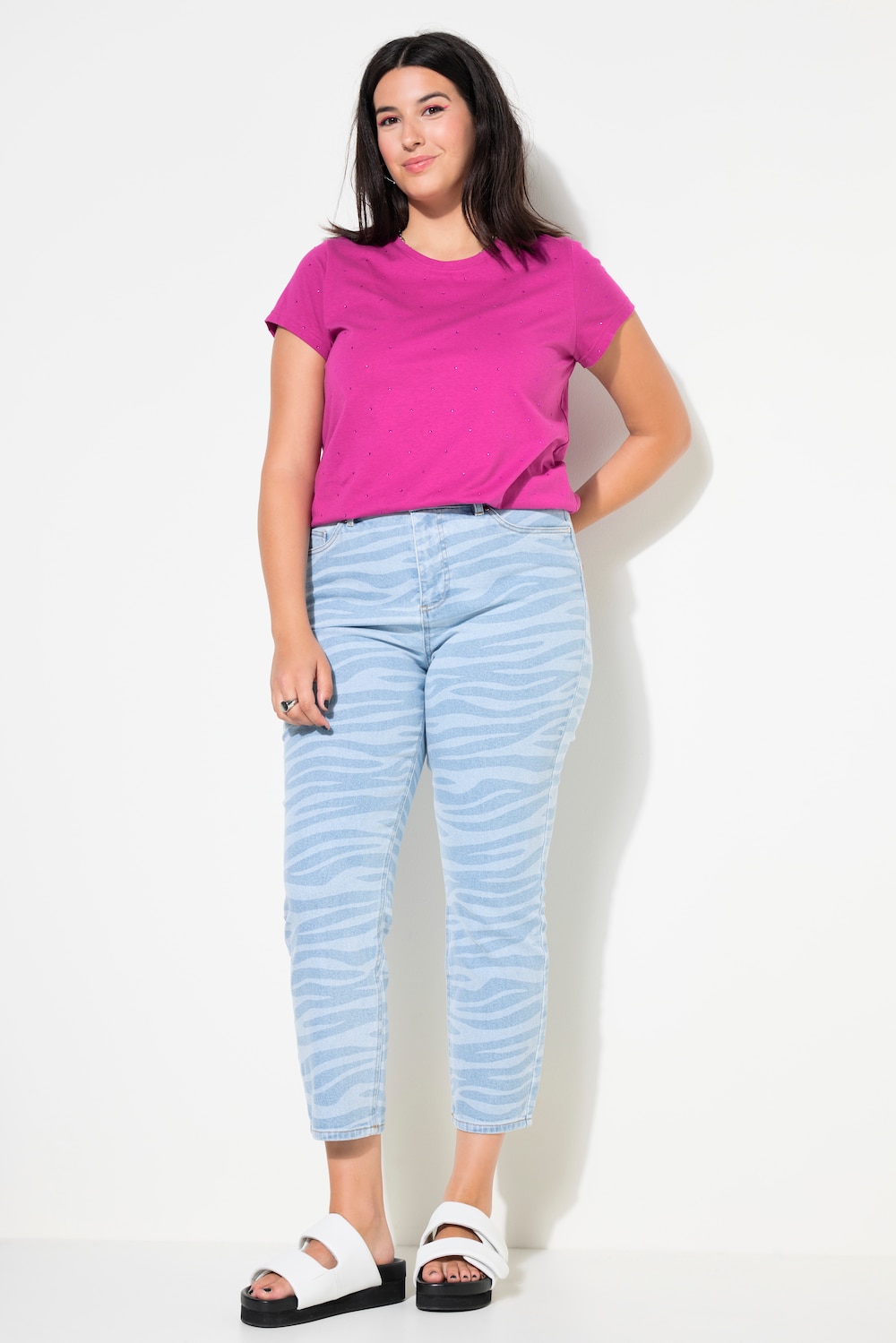 Thumbnail - Große Größen Mom-Jeans, Damen, blau, Größe: 50, Baumwolle, Studio Untold