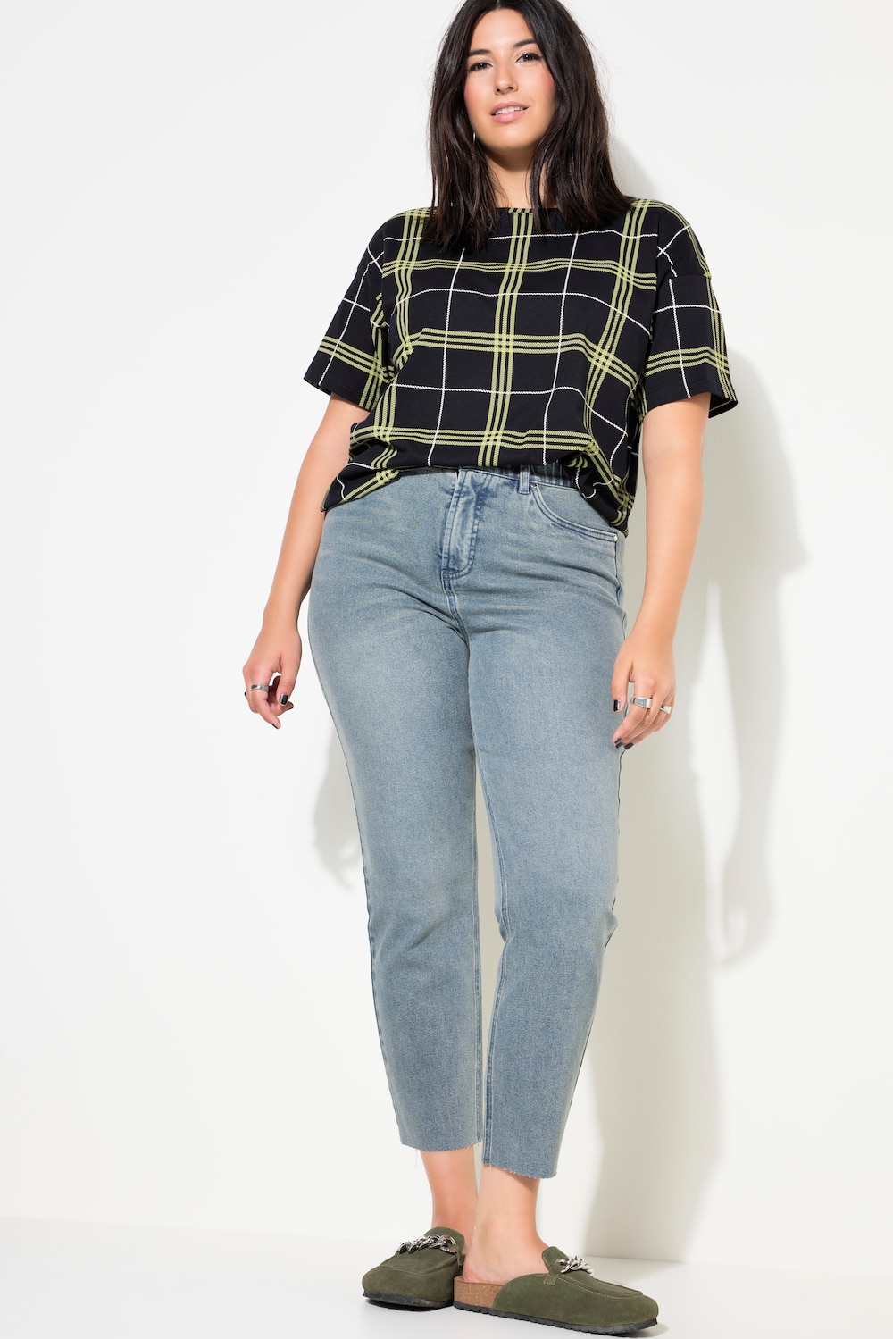 Große Größen Mom-Jeans, Damen, grau, Größe: 58, Baumwolle, Studio Untold