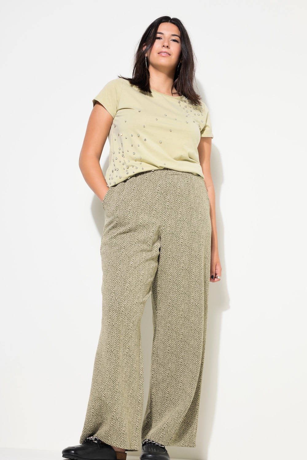 Große Größen Hose, Damen, grün, Größe: 42/44, Polyester/Viskose, Studio Untold