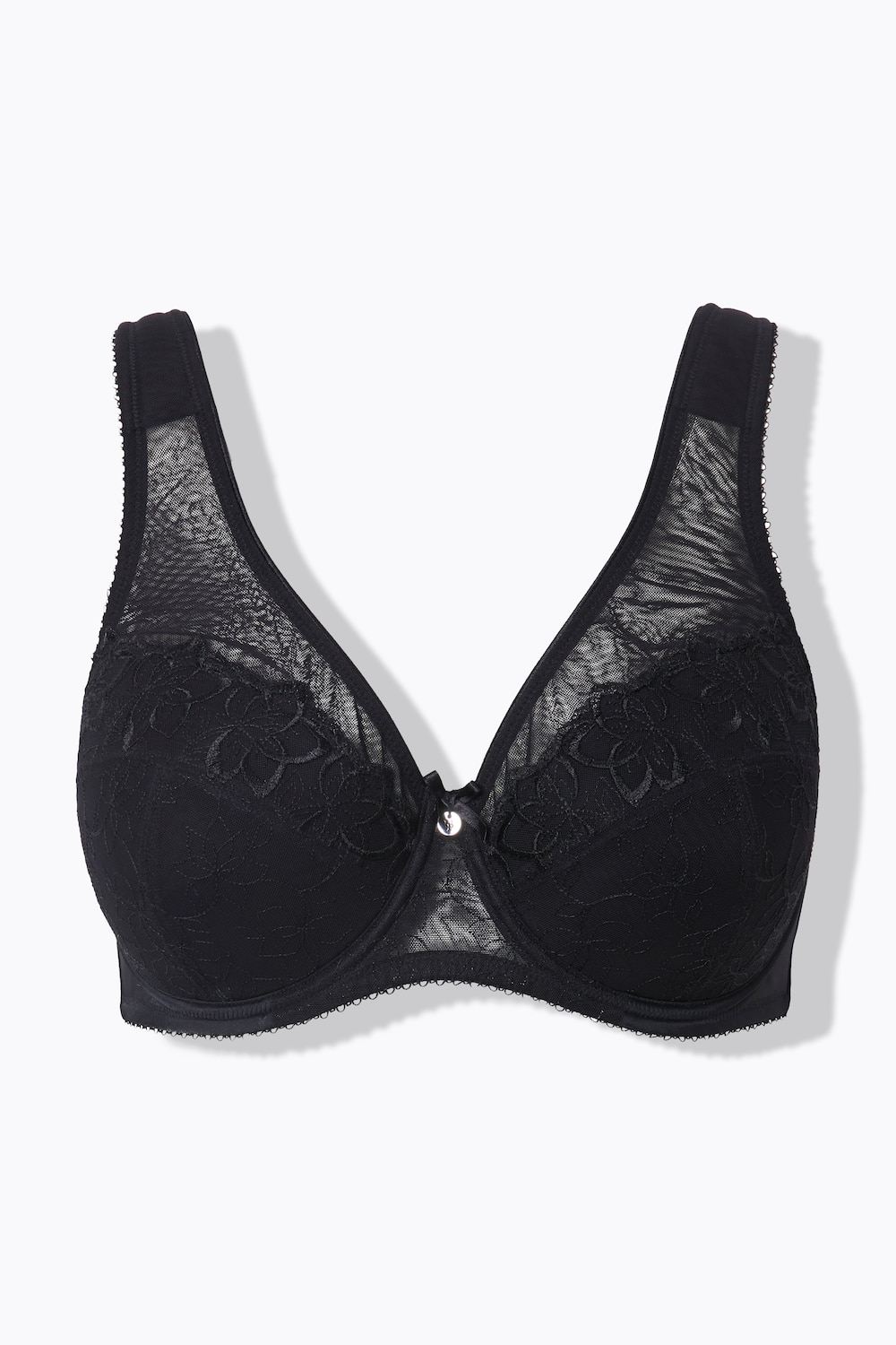 Stora storlekar Bygel-BH, Dam, svart, storlek: 105E, Syntetfibrer/Polyester/Bomull, Ulla Popken