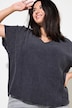 Blusenshirt, oversized, Musselin, V-Ausschnitt