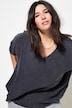 Blusenshirt, oversized, Musselin, V-Ausschnitt