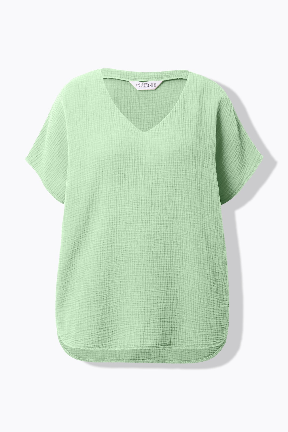 Stora storlekar Vävd topp i oversize-modell, Dam, grön, storlek: 42/44, Bomull, Studio Untold