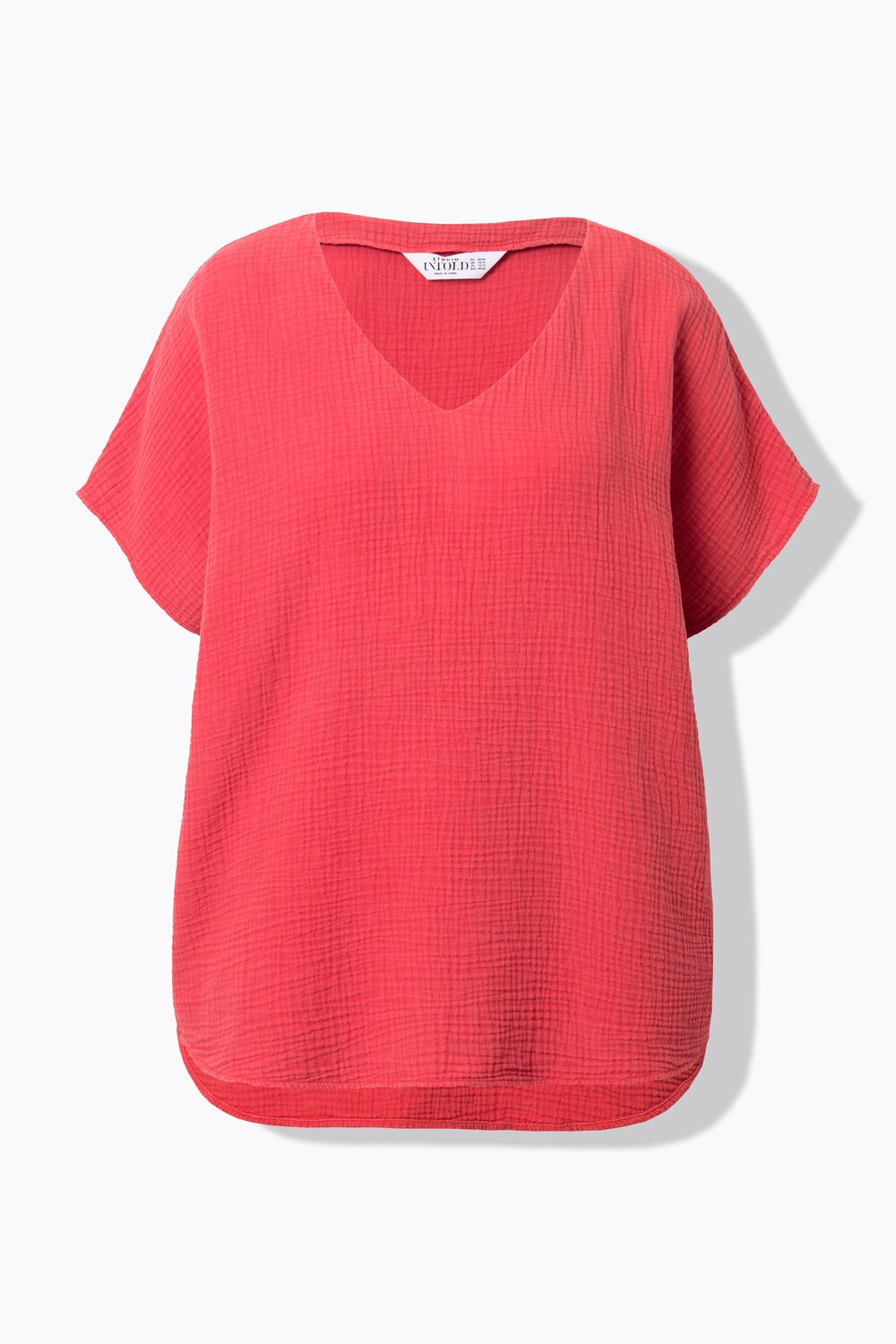 Stora storlekar Vävd topp i oversize-modell, Dam, röd, storlek: 46/48, Bomull, Studio Untold