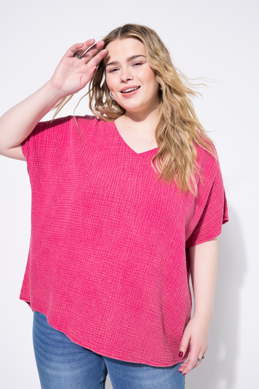 Große Größen Blusenshirt, Damen, rosa, Größe: 46/48, Baumwolle, Studio Untold
