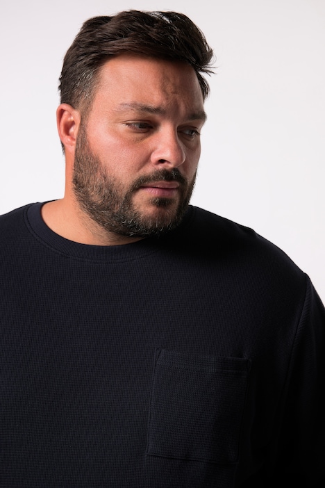 Men+ Langarmshirt, Waffelstruktur, Bauchfit, Rundhals, bis 8 XL