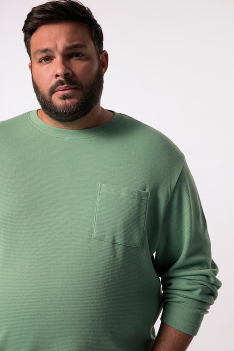 Men+ Langarmshirt, Waffelstruktur, Bauchfit, Rundhals, bis 8 XL