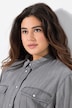 Denim blouse, volant, A-lijn, overhemdkraag, lange mouwen, franjes