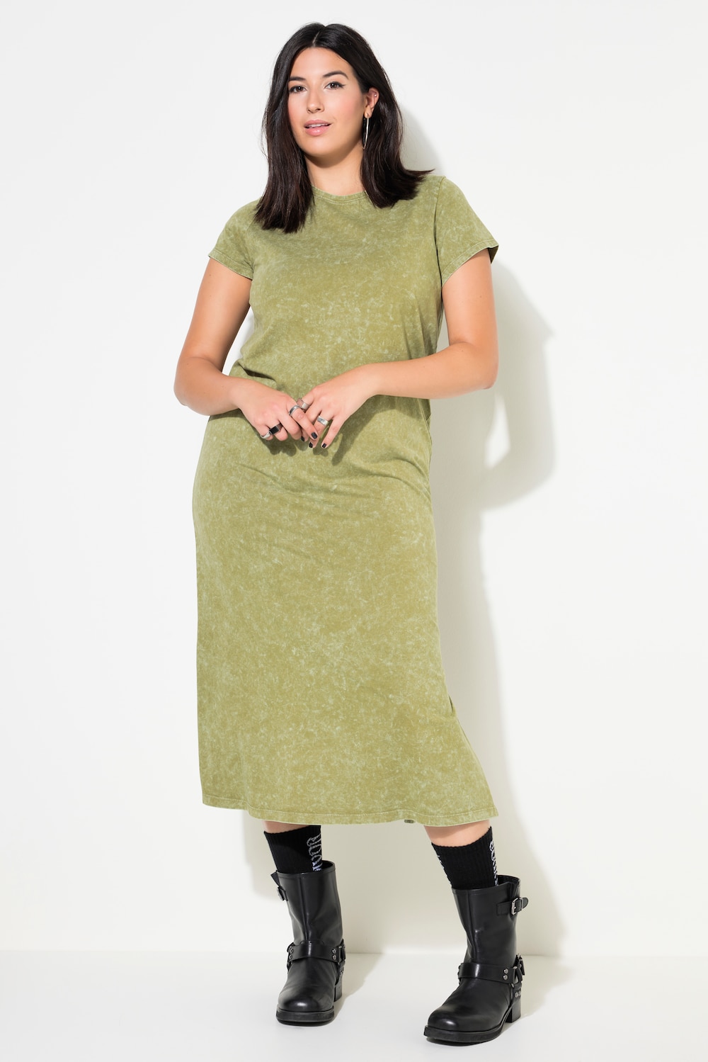 Maxikleid, A-Line, Jersey, Vintage-Optik