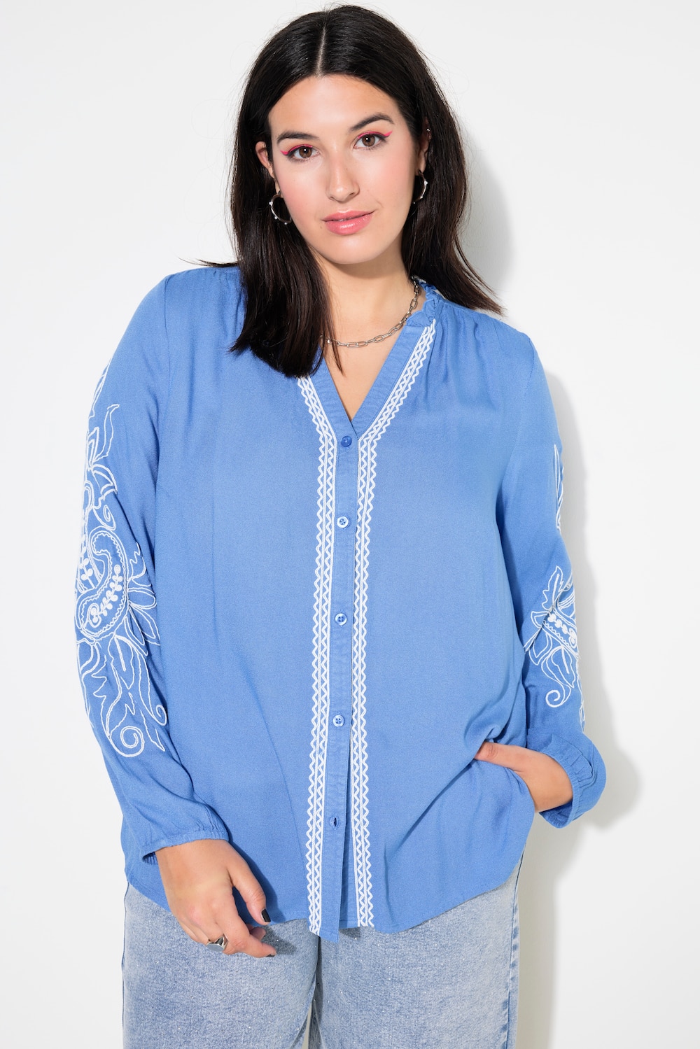 Große Größen Bluse, Damen, blau, Größe: 50/52, Viskose, Studio Untold