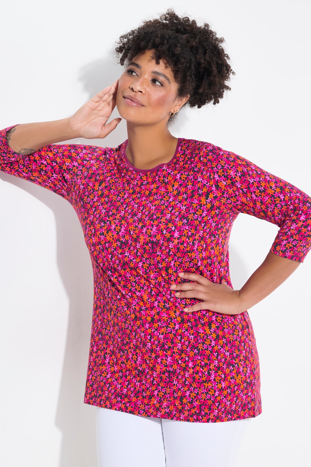 T-shirt, classic fit, bloemenpatroon