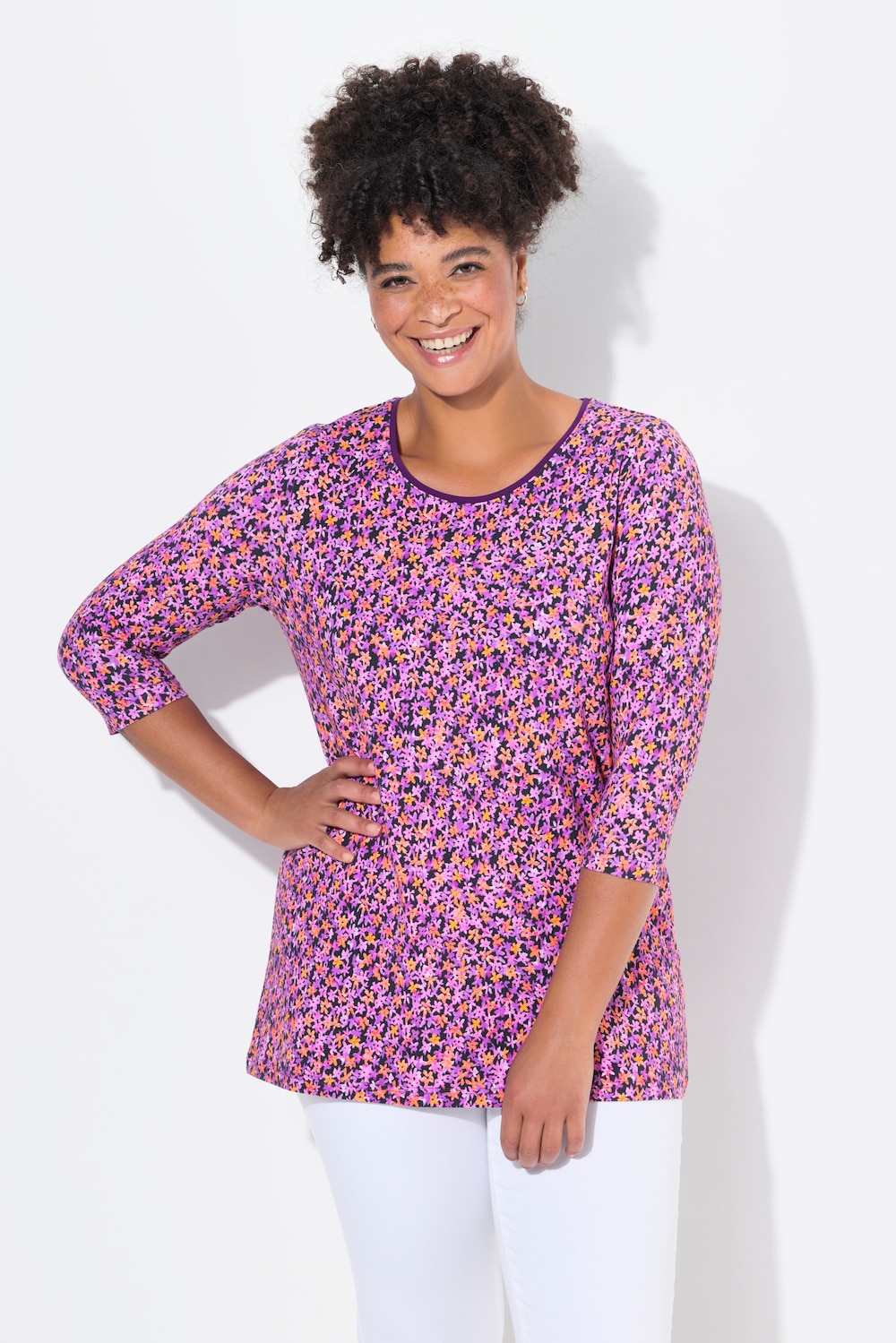 T-shirt, classic fit, bloemenpatroon