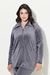 Loungewear nicki-jakke, foldekrave, lange ærmer, genanvendt