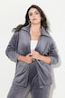 Loungewear nicki-jakke, foldekrave, lange ærmer, genanvendt