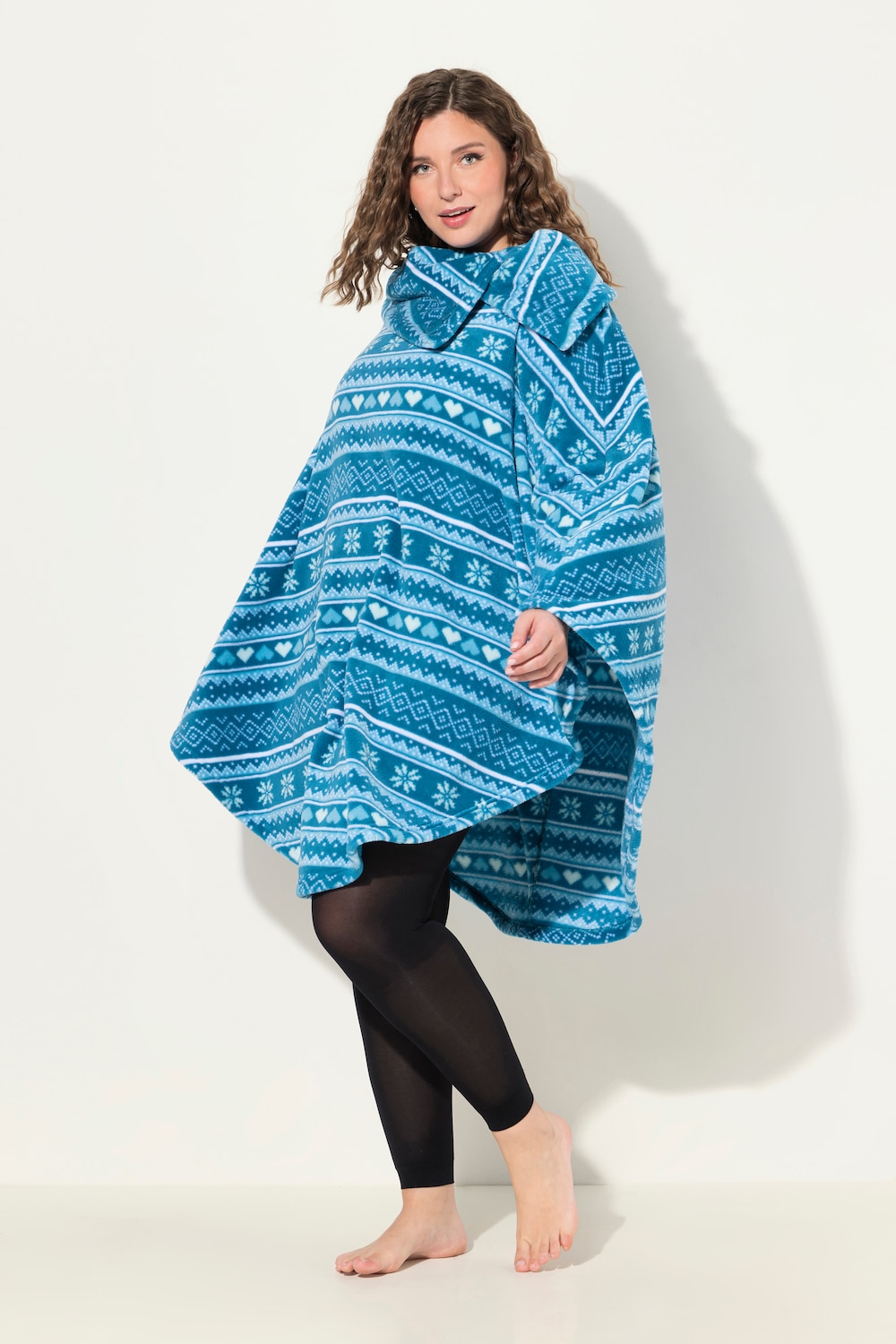 Große Größen Homewear-Poncho, Damen, türkis, Größe: II, Ulla Popken