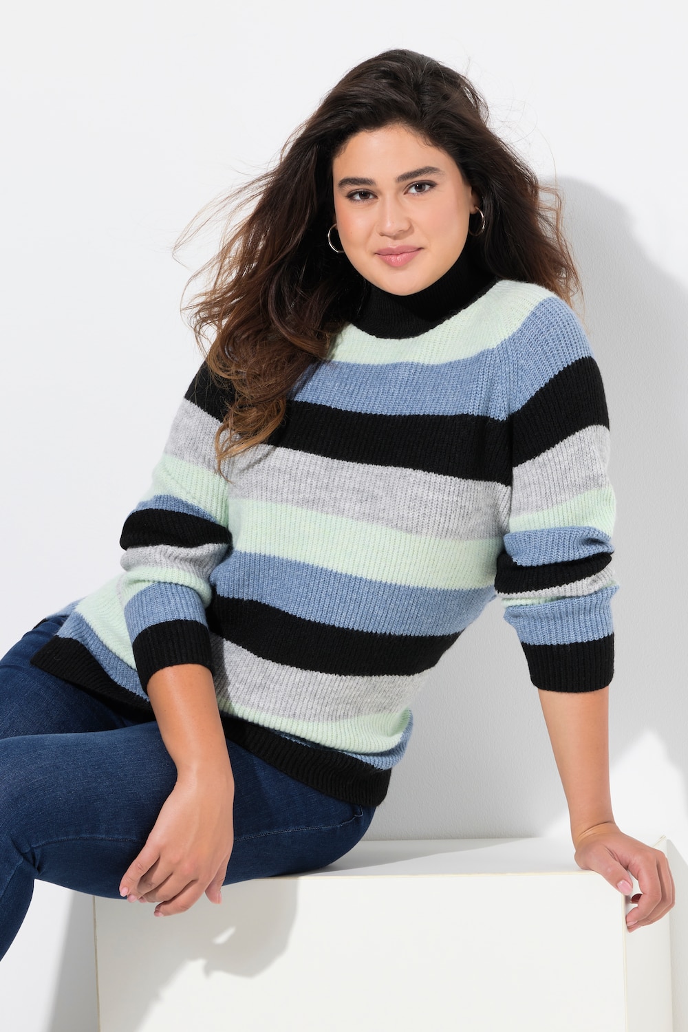 Große Größen Pullover, Damen, türkis, Größe: 46/48, Synthetische Fasern/Polyester, Ulla Popken