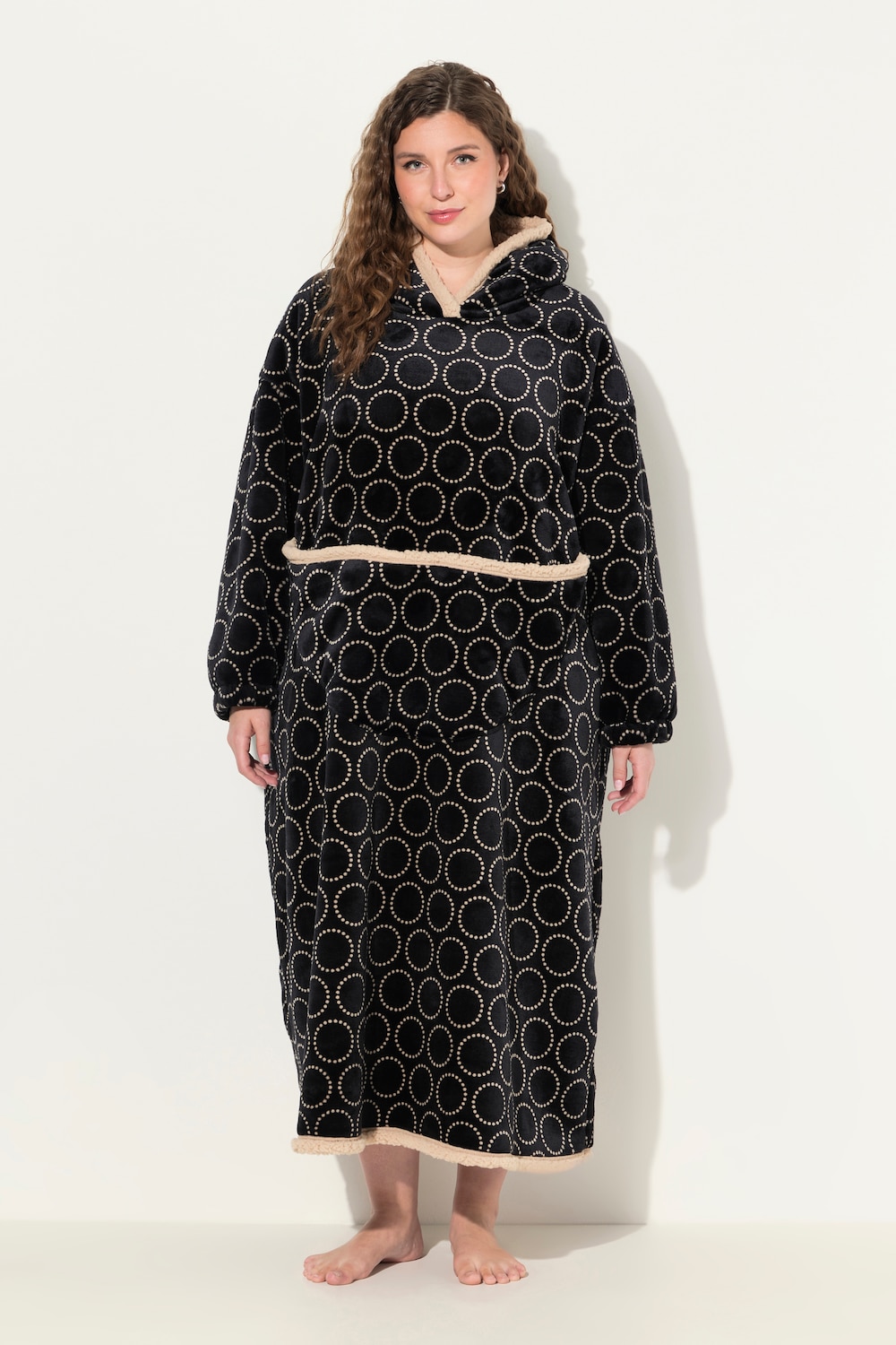 Große Größen Loungewear-Poncho, Damen, schwarz, Größe: III, Polyester, Ulla Popken