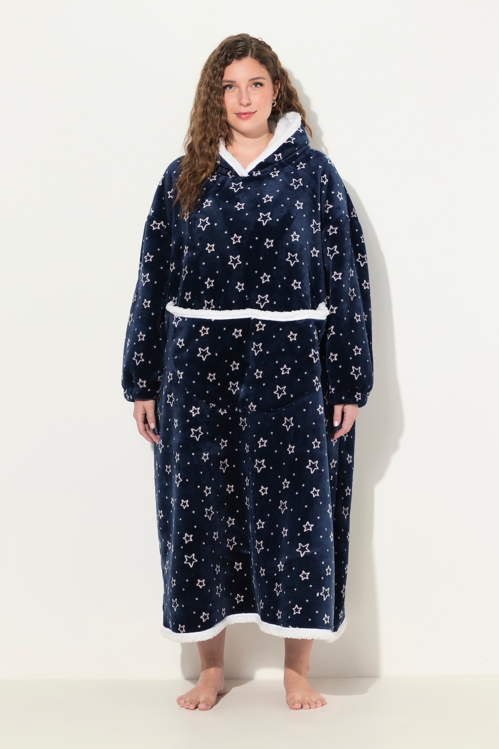 Große Größen Loungewear-Poncho, Damen, blau, Größe: II, Polyester, Ulla Popken