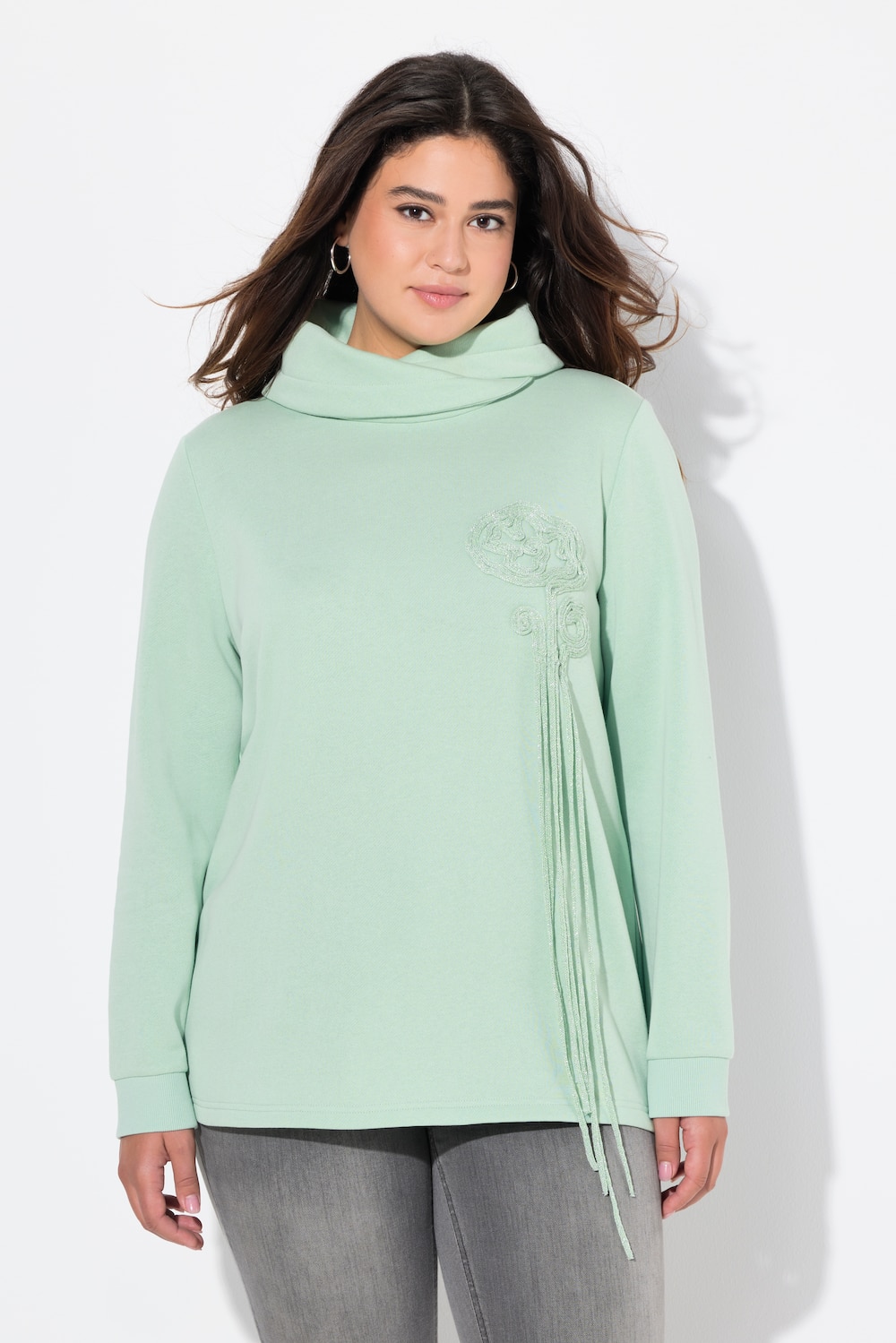 Große Größen Sweatshirt, Damen, türkis, Größe: 46/48, Baumwolle/Polyester, Ulla Popken