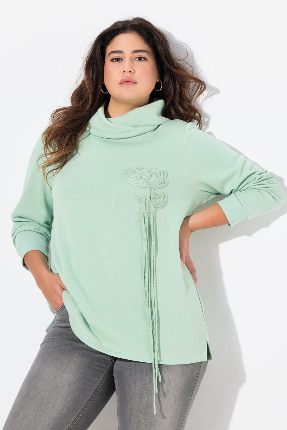 Große Größen Sweatshirt, Damen, türkis, Größe: 42/44, Baumwolle/Polyester, Ulla Popken