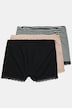 Pantys, 3er-Pack, Ringel/einfarbig, Spitze