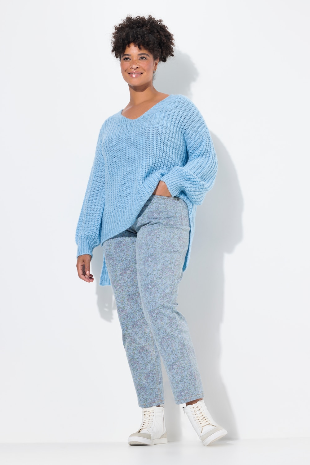 Jeans, Blumenmuster, 5-Pocket
