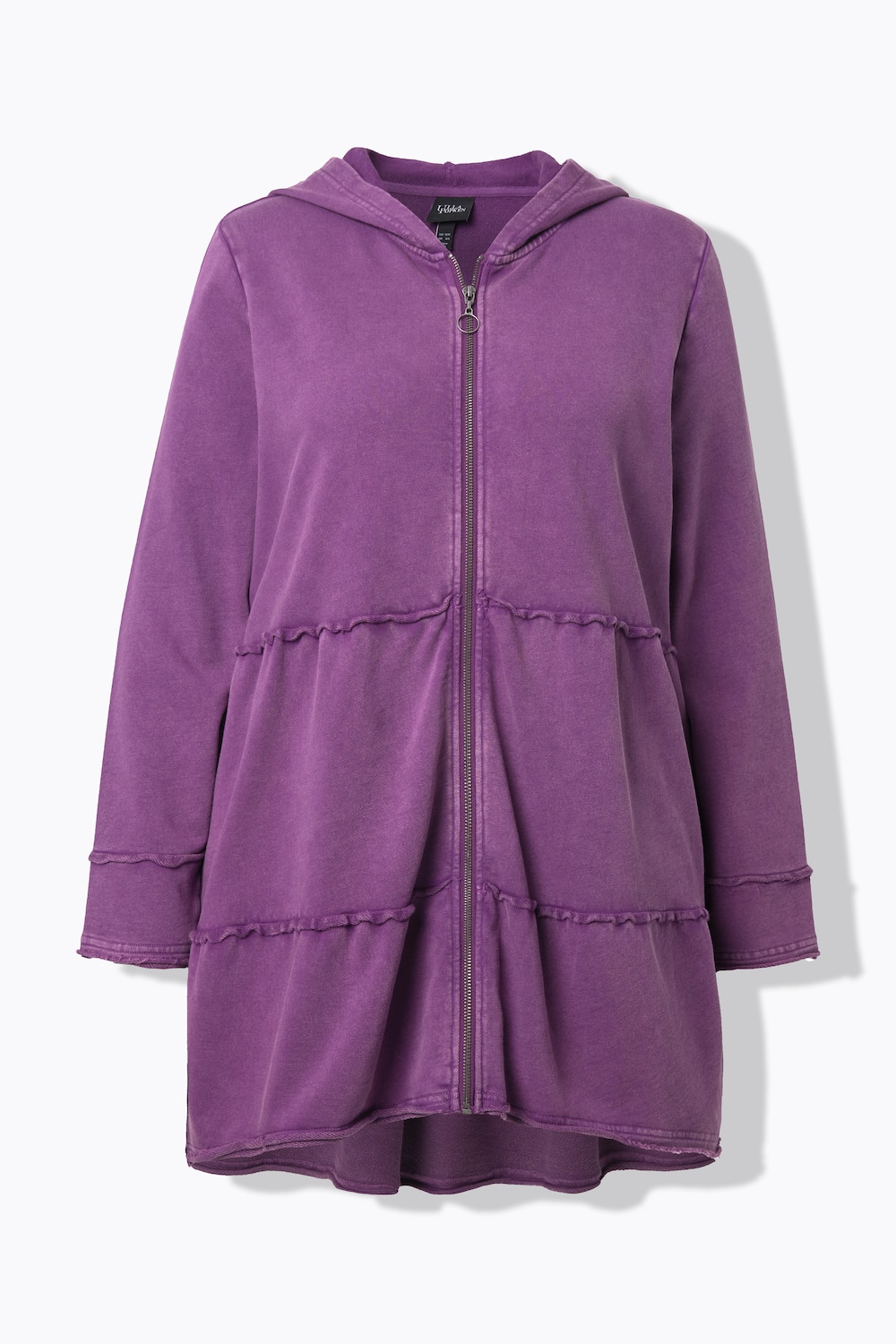 Stora storlekar Lång hoodiejacka, Dam, lila, storlek: 50/52, Bomull, Ulla Popken