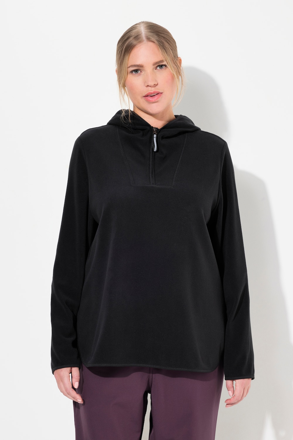 Große Größen Fleece-Troyer, Damen, schwarz, Größe: 42/44, Polyester, Ulla Popken