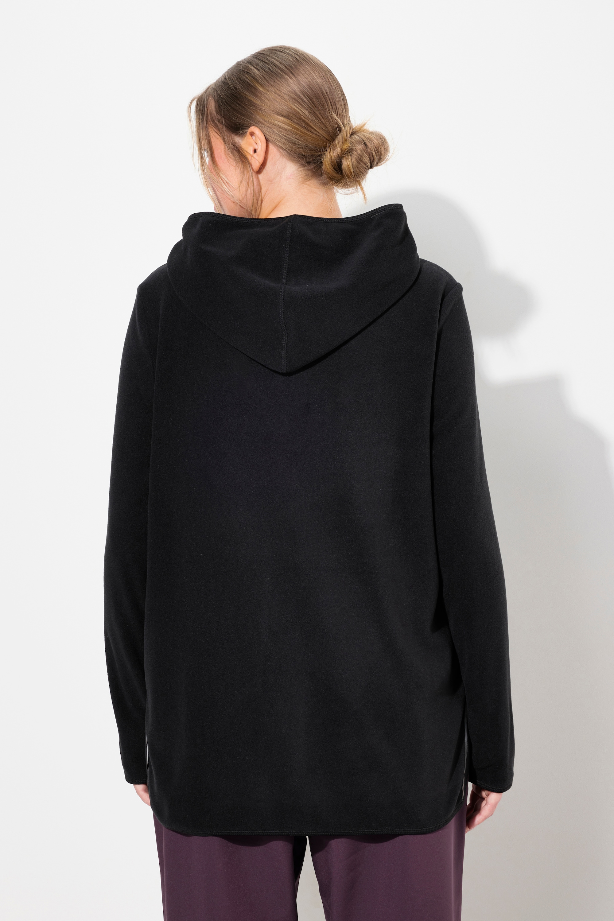 Ulla Popken Damen große Größen Fleece Troyer kurz Oversized Kapuze Langarm