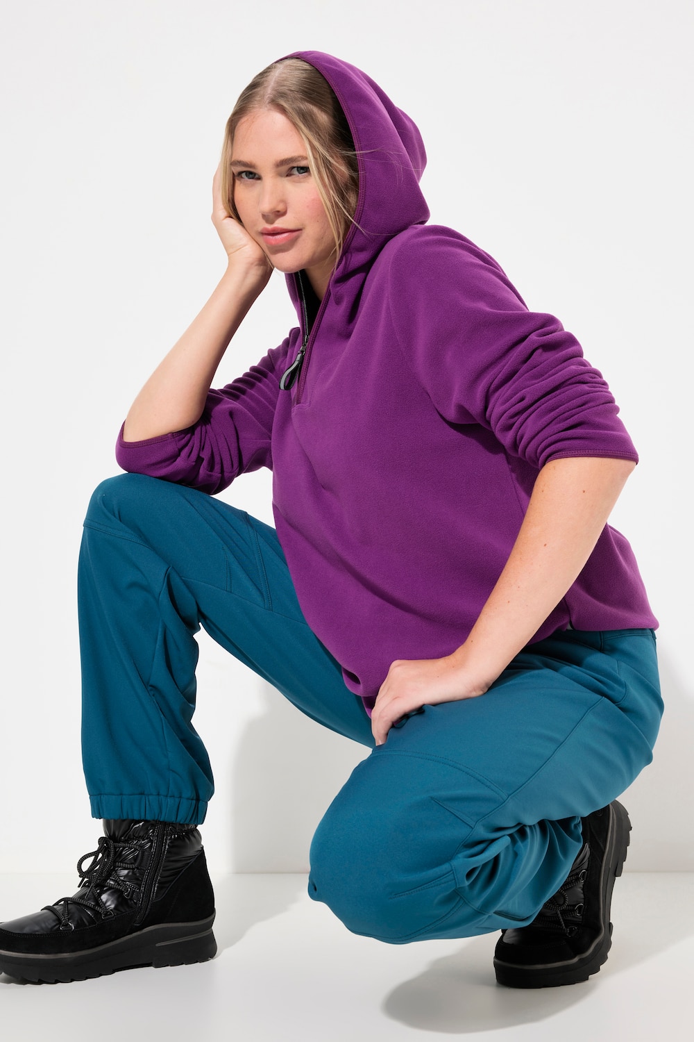 Große Größen Fleece-Troyer, Damen, lila, Größe: 46/48, Polyester, Ulla Popken