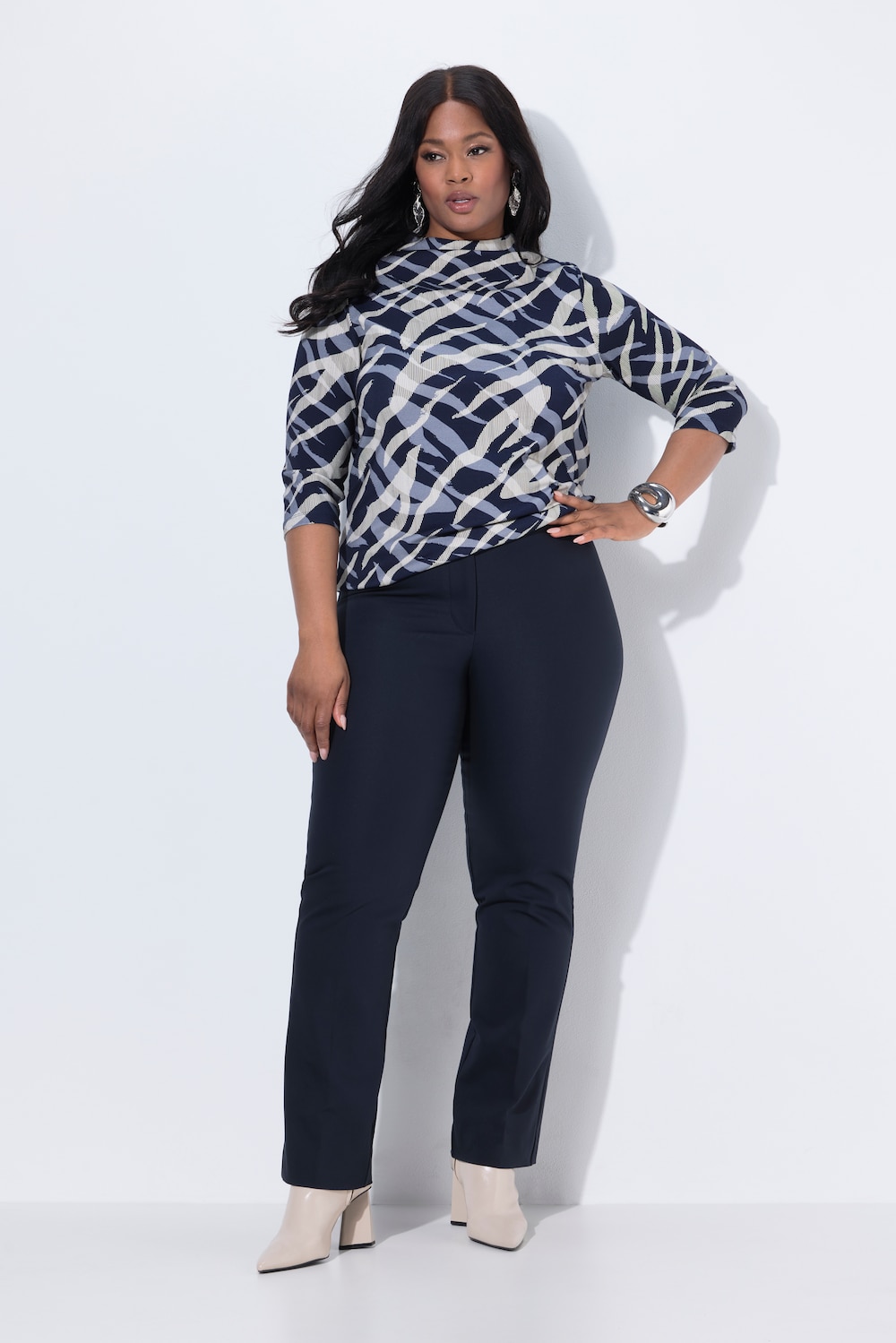 Hose Rose, gerades Bein, Komfortbund, Stretch