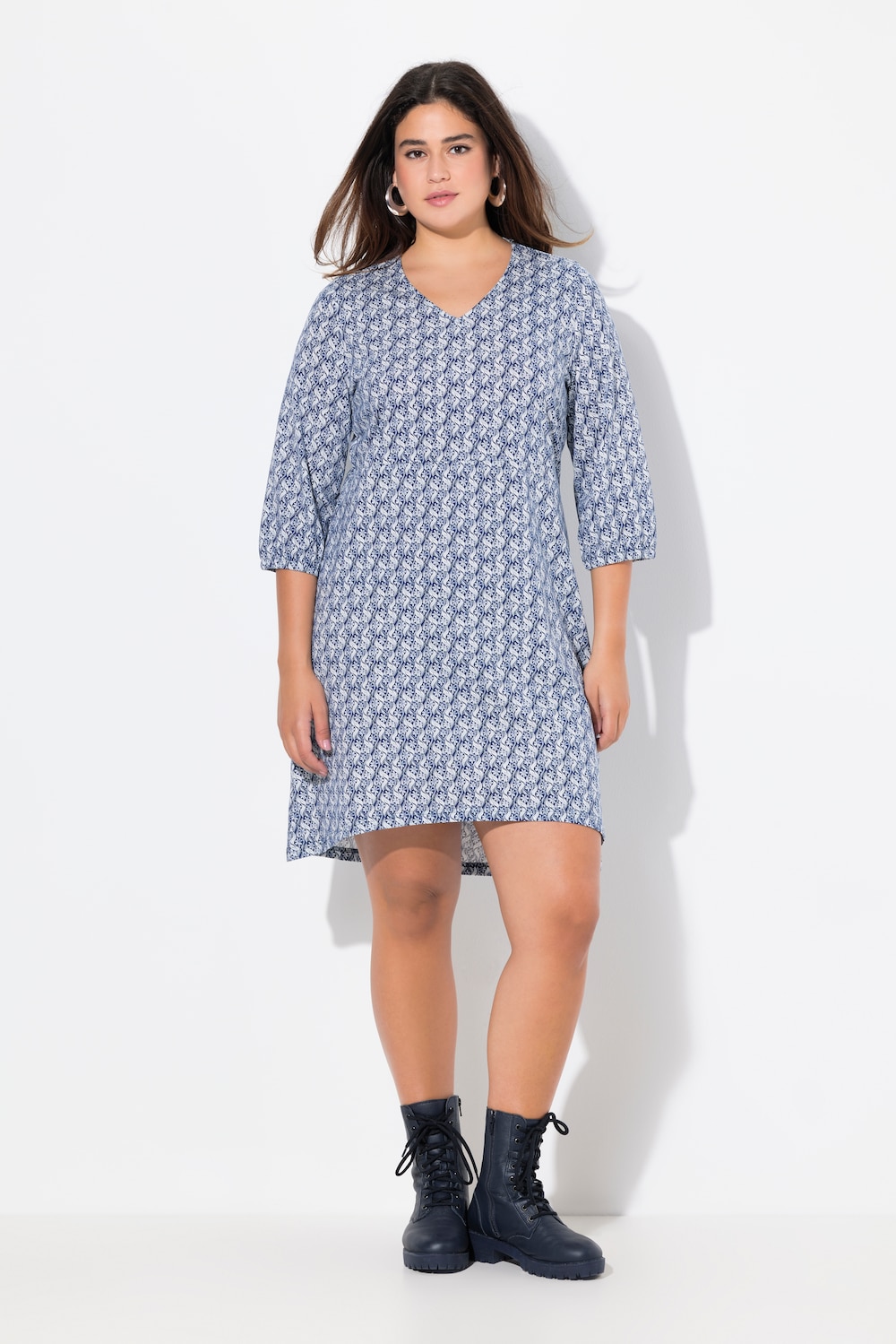 Große Größen Jerseykleid, Damen, blau, Größe: 54/56, Baumwolle, Ulla Popken