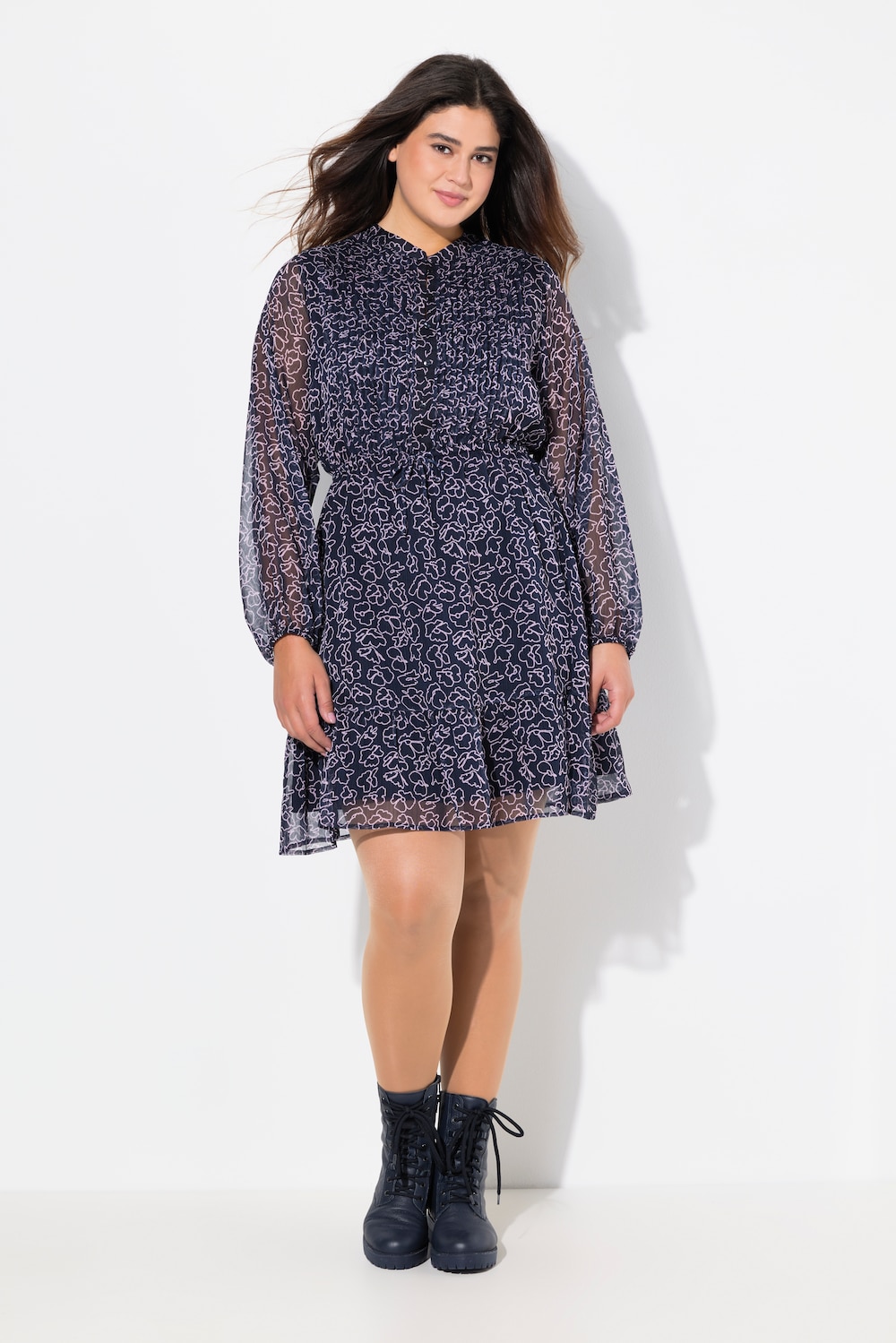 Große Größen Kleid, Damen, blau, Größe: 50/52, Polyester, Ulla Popken