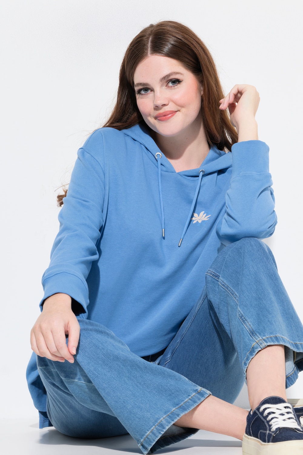 Große Größen Hoodie, Damen, blau, Größe: 42/44, Baumwolle, Ulla Popken