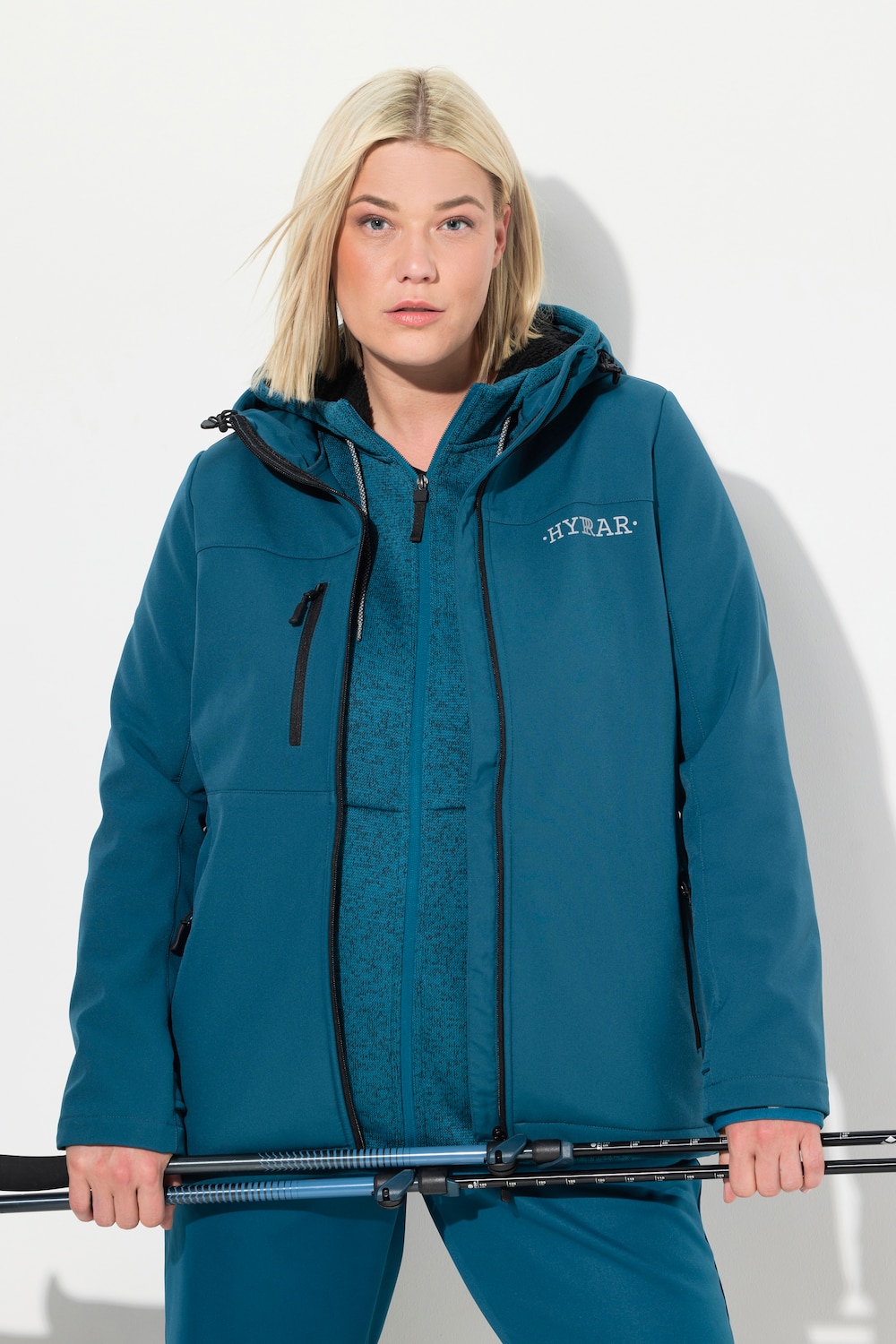 Große Größen HYPRAR Softshelljacke, Damen, blau, Größe: 58/60, Baumwolle/Synthetische Fasern, Ulla Popken