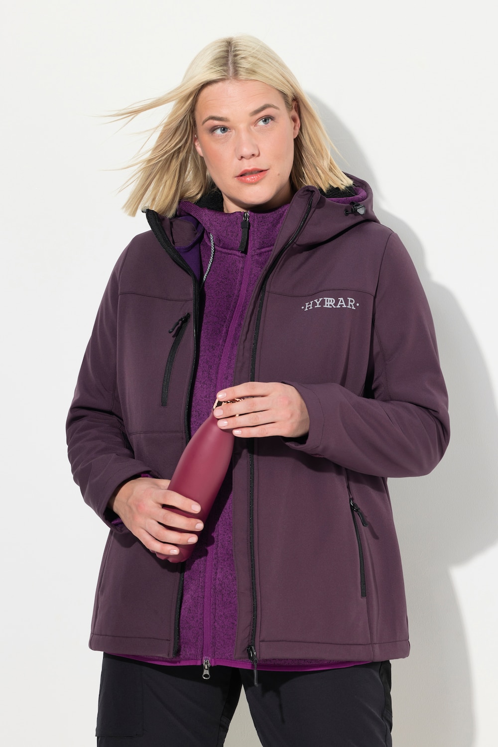 Große Größen HYPRAR Softshelljacke, Damen, lila, Größe: 50/52, Baumwolle/Synthetische Fasern, Ulla Popken