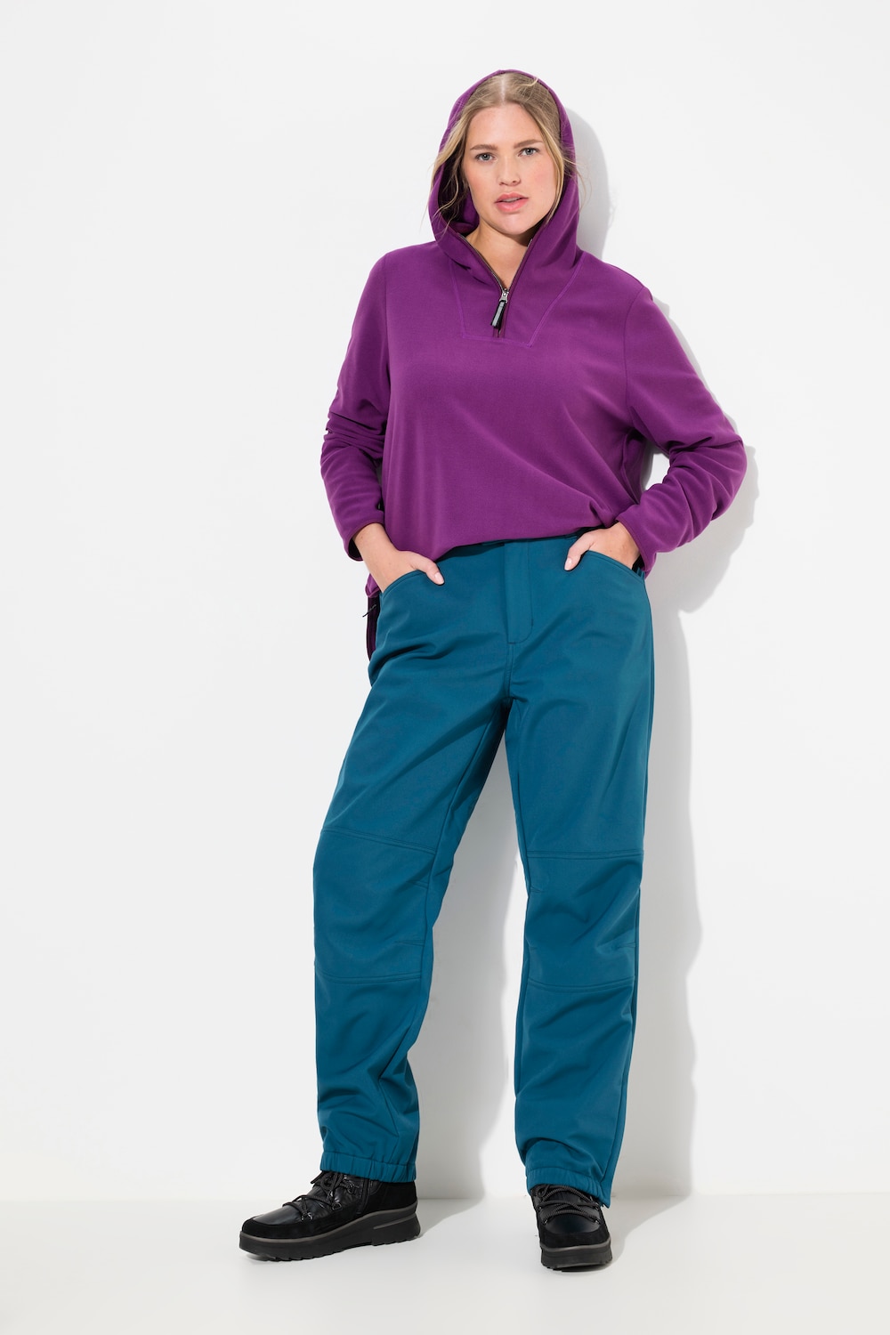 Große Größen Softshellhose, Damen, blau, Größe: 54, Polyester/Elasthan, Ulla Popken