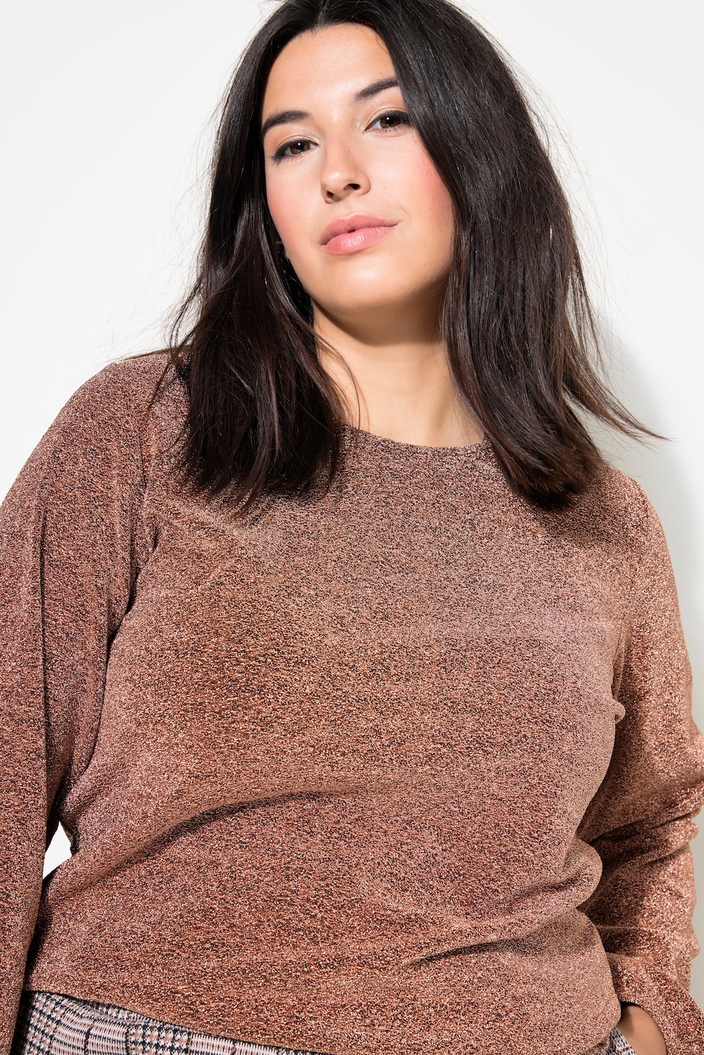 Große Größen Longsleeve, Damen, rosa, Größe: 54/56, Polyester/Metallische Fasern, Studio Untold