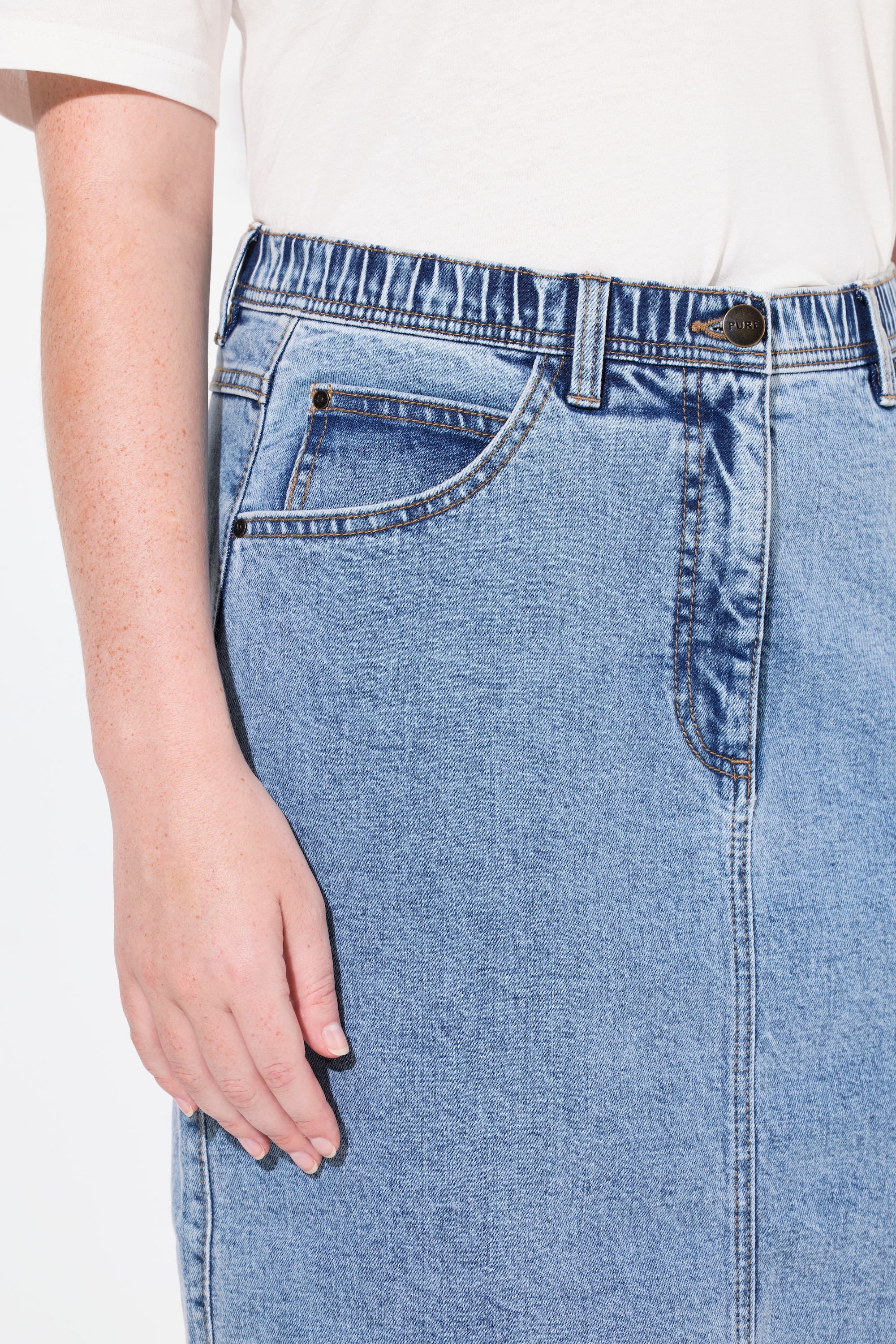 Ulla Popken Damen große Größen Jeansrock Komfortbund 5 Pocket Schnitt