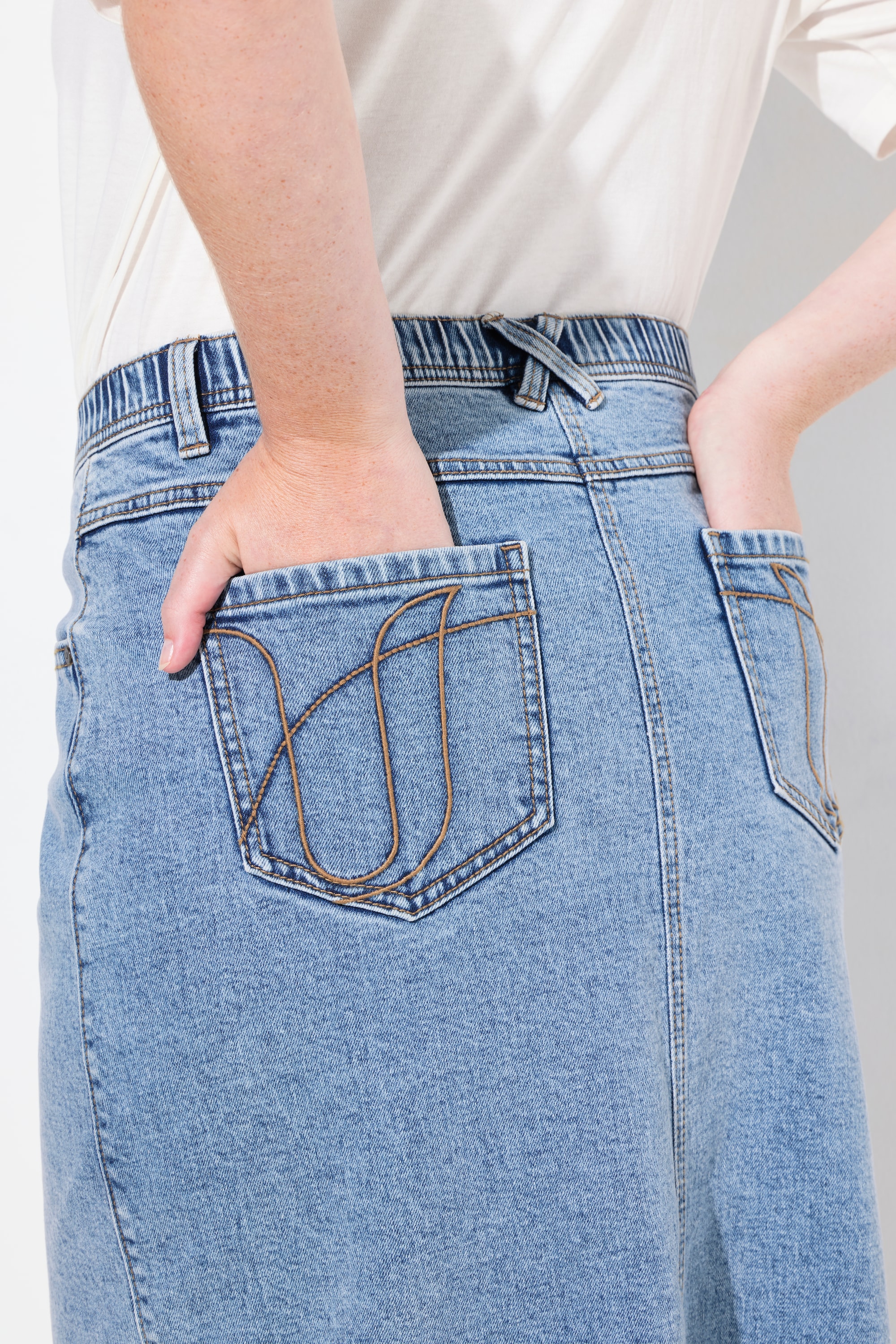 Ulla Popken Damen große Größen Jeansrock Komfortbund 5 Pocket Schnitt